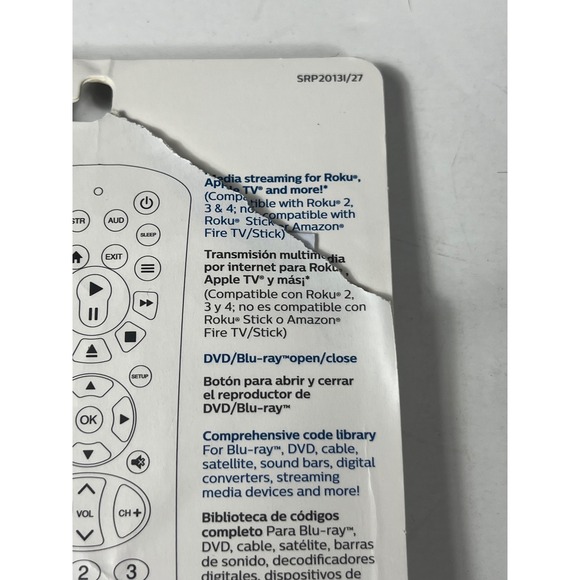 Philips Universal Remote Control 3 Device Audio Video Preprogrammed Samsung Roku - Picture 3 of 4